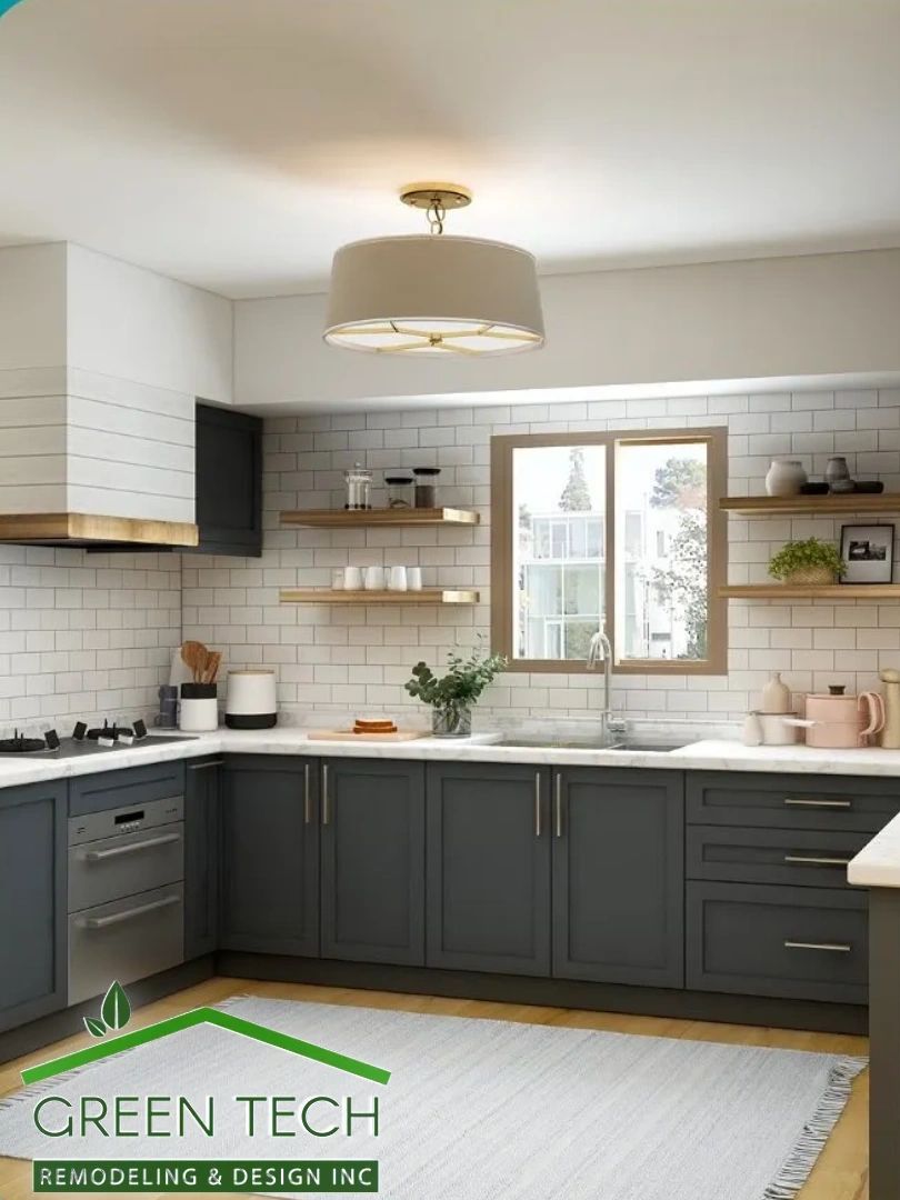 Bright open-concept living space after a Green Tech home addition